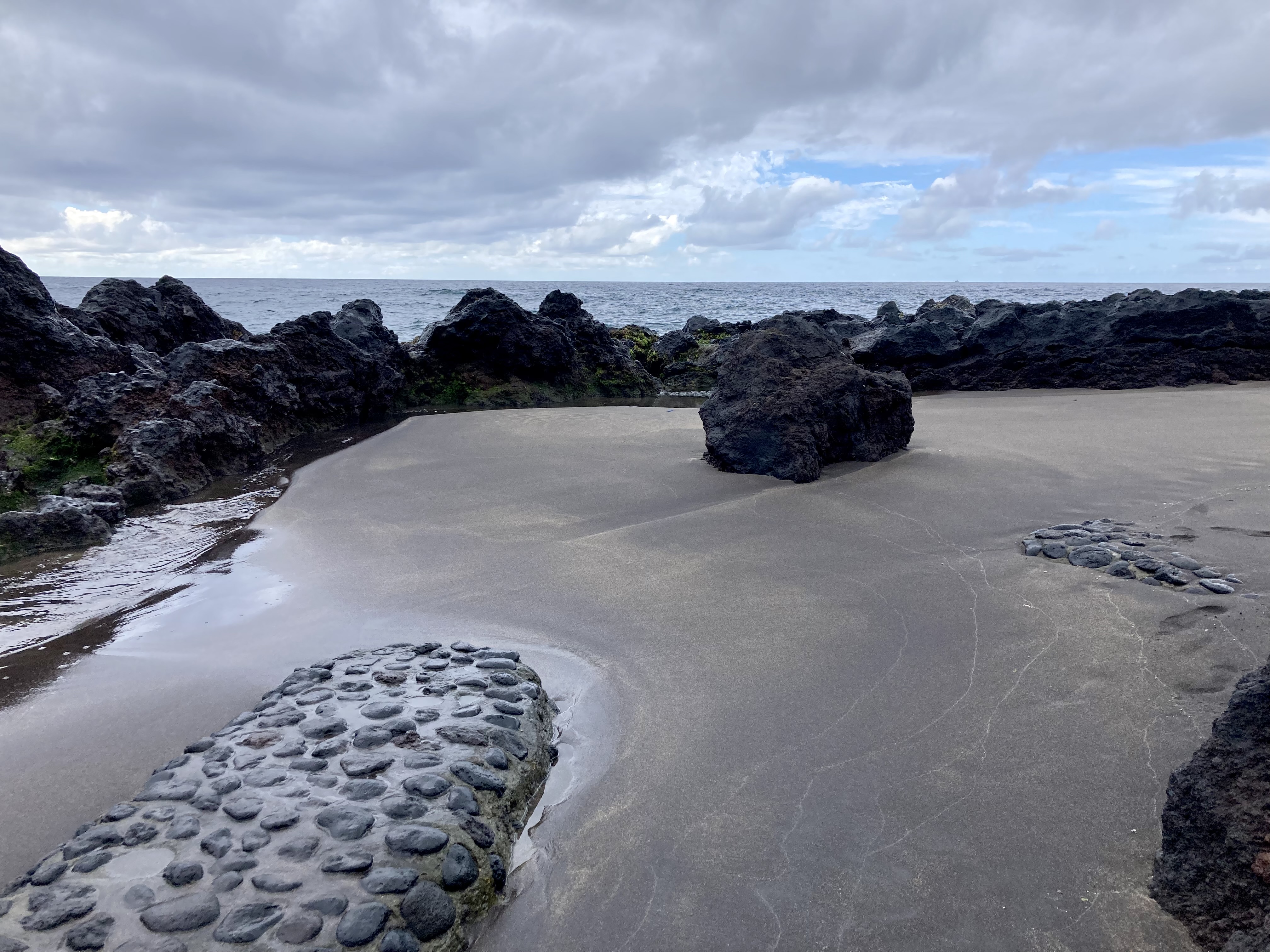 Populo beach in São Roque during a busy summer event, São Miguel, Azores